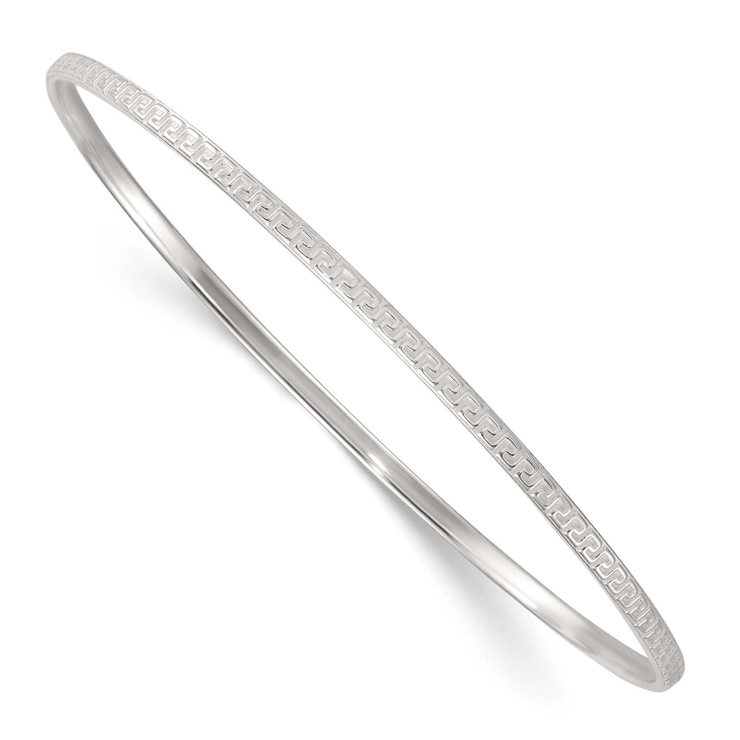 Textured Greek Key Slip On Bangle Sterling Silver Polished, MPN: QB1601, UPC: