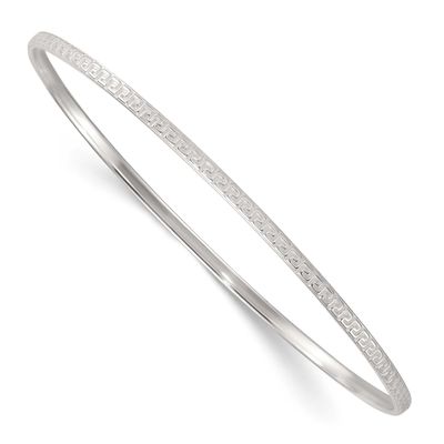 Textured Greek Key Slip On Bangle Sterling Silver Polished, MPN: QB1601, UPC: