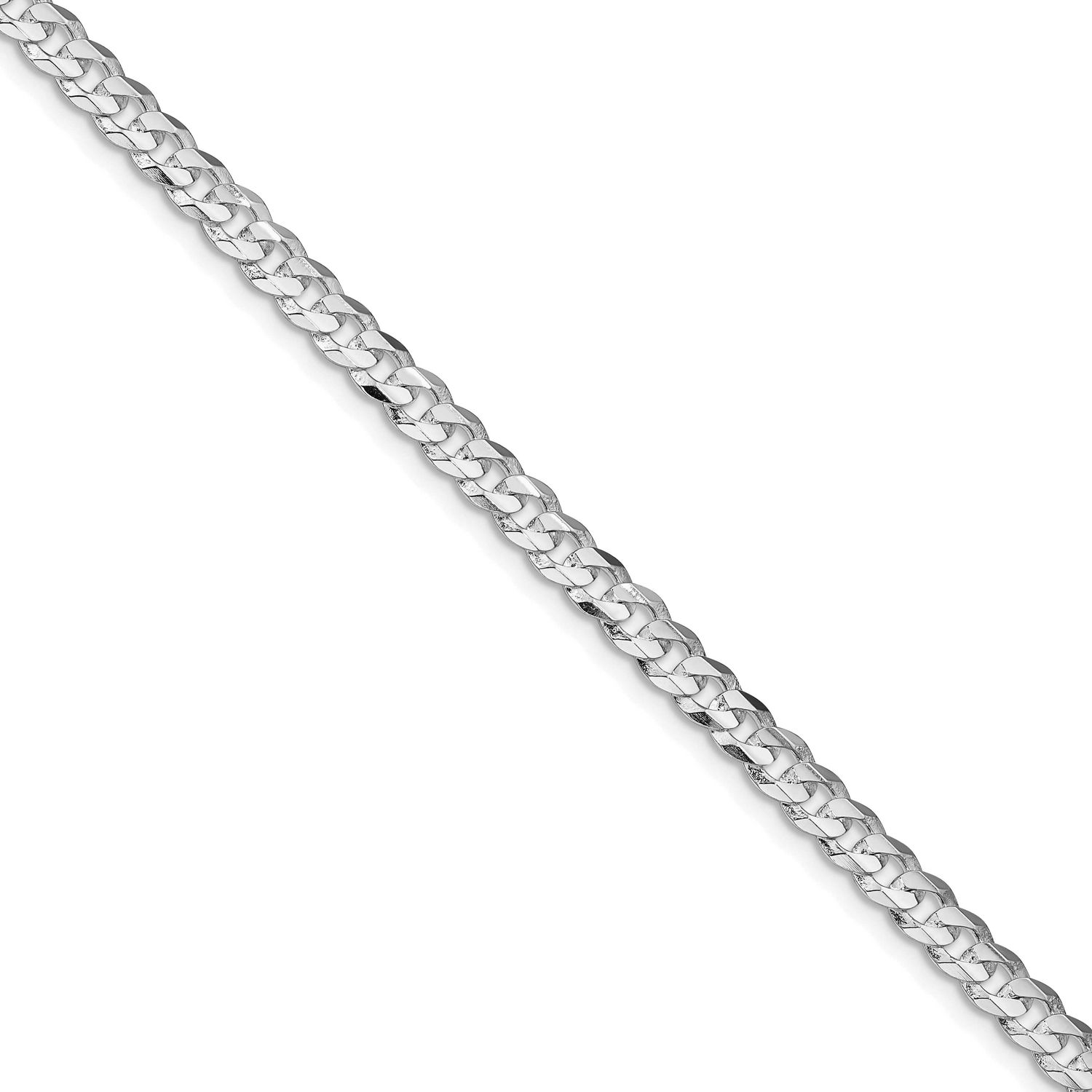 4.5mm Concave Beveled Curb Chain 22 Inch Sterling Silver Rhodium-Plated, MPN: QCBC120R-22, UPC: