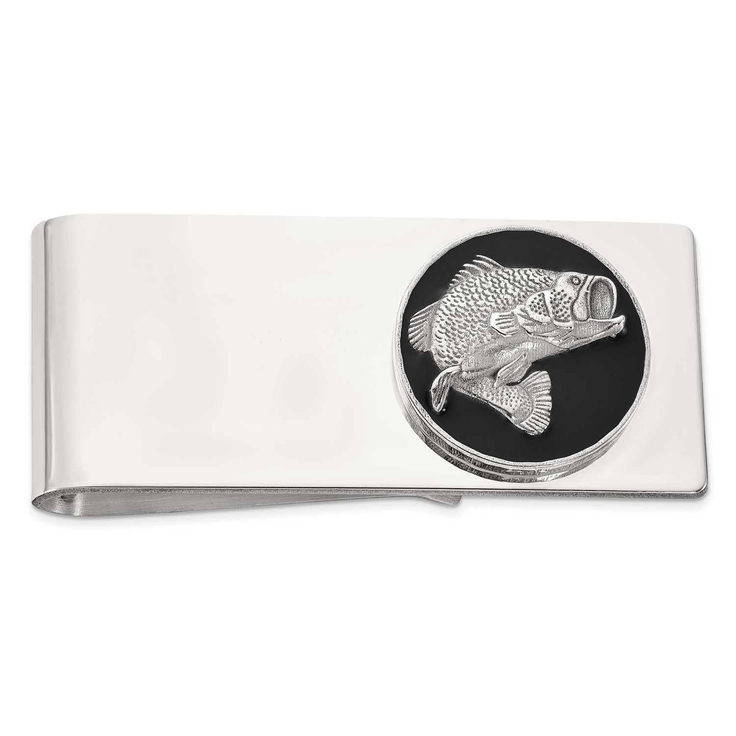 Black Epoxy Bass Fish Moneyclip Sterling Silver, MPN: QQ704, UPC: