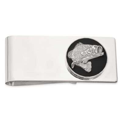 Black Epoxy Bass Fish Moneyclip Sterling Silver, MPN: QQ704, UPC: