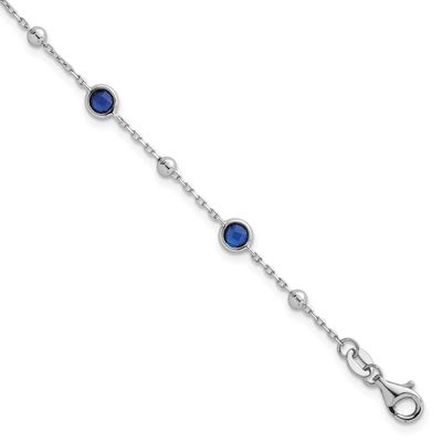 Beaded Blue CZ 7 Inch with 1 Inch Extension Bracelet Sterling Silver Rhodium-Plated, MPN: QG7009-7,…