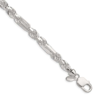 7mm Diamond-cut Figarope Chain 9 Inch Sterling Silver, MPN: QFGR130-9, UPC: