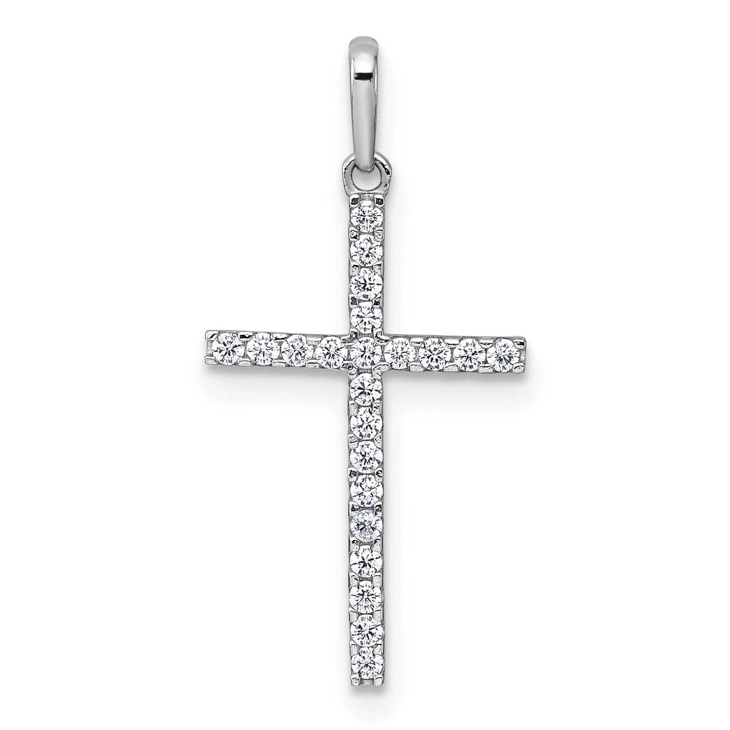 Polished CZ Cross Pendant 14k White Gold, MPN: XR2166, UPC: