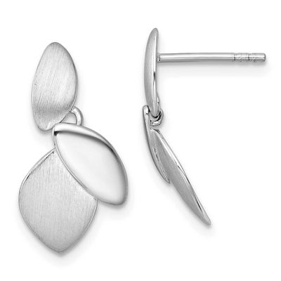Brushed and Polished Fancy Dangle Earrings Sterling Silver Rhodium-Plated, MPN: QG6969E, UPC:
