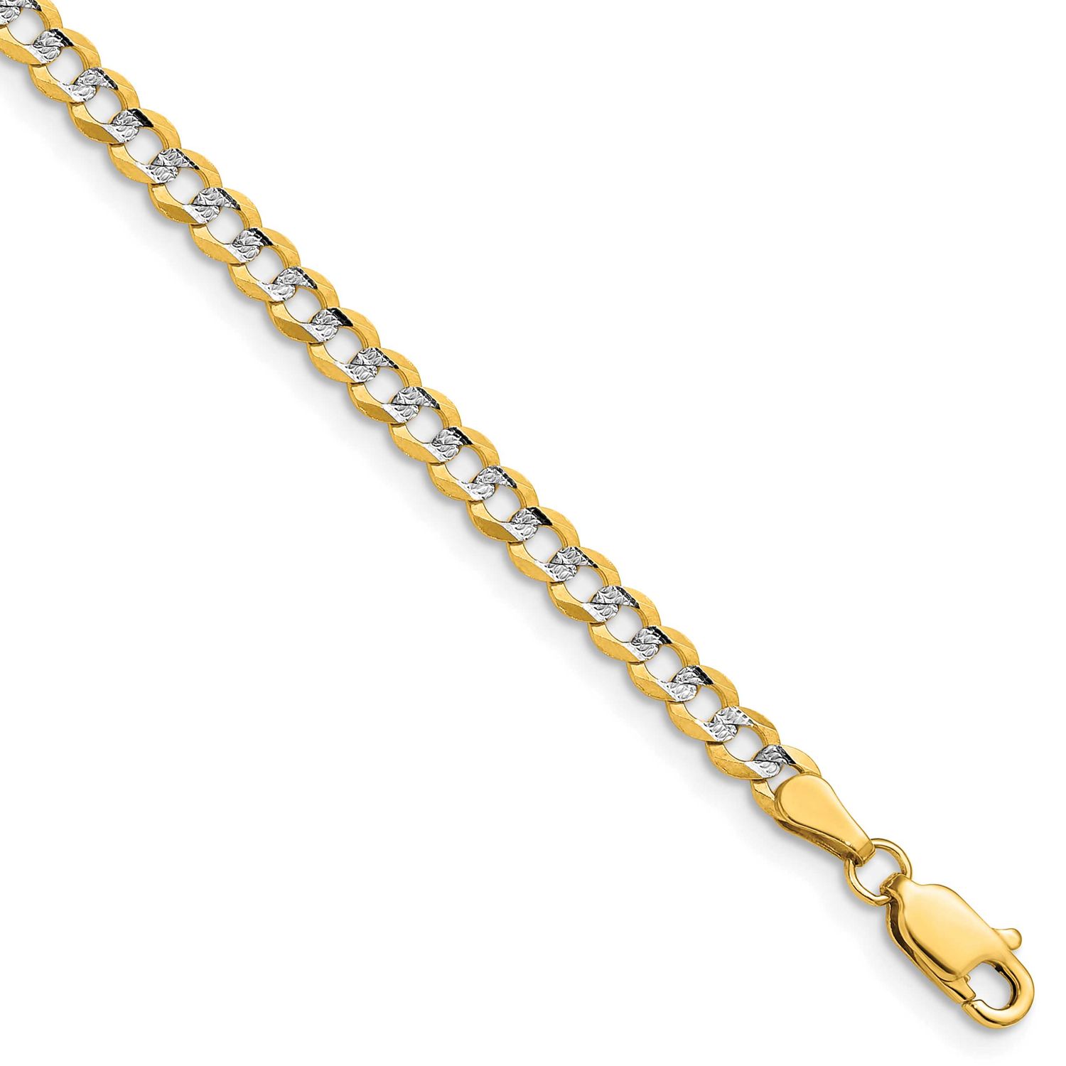 3.7mm Lightweight Pavc Flat Cuban Chain 24 Inch 14k Gold, MPN: PCB100-24, UPC: