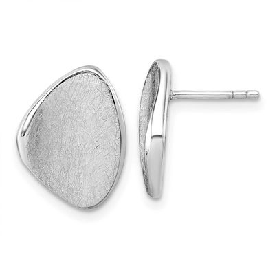 Scratch Finish Fancy Abstract Post Earrings Sterling Silver Rhodium-Plated, MPN: QG7148E, UPC: