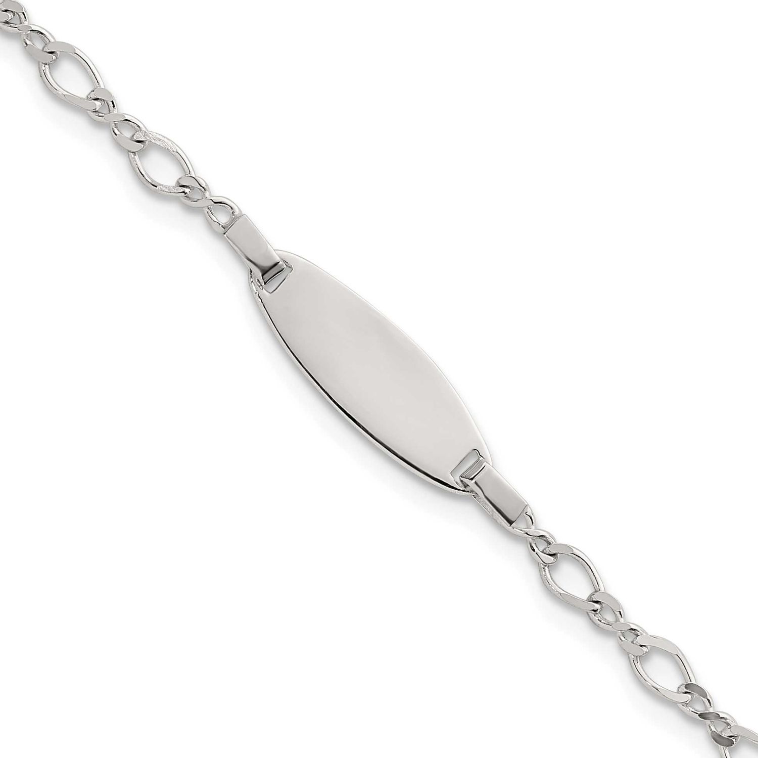 Fancy Link 5 Inch with 1 Inch Extension Childrens ID Bracelet Sterling Silver Polished, MPN: QID271…