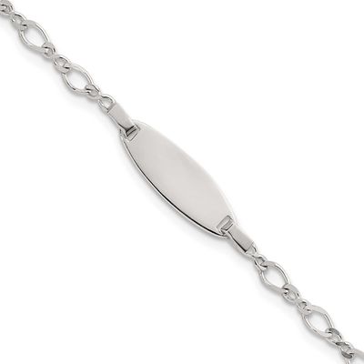 Fancy Link 5 Inch with 1 Inch Extension Childrens ID Bracelet Sterling Silver Polished, MPN: QID271…