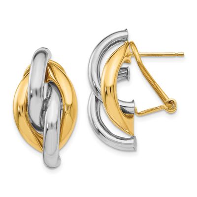 Swirl Omega Back Post Earrings 14k Two Tone Gold, MPN: TM427, UPC: 886774118970