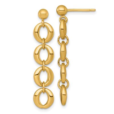 Fancy Circle Link 8mm Dangle Post Earrings 14k Gold Polished, MPN: SF3243E, UPC: