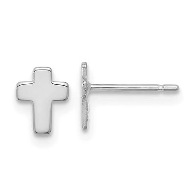 Polished Cross Post Earrings 10k White Gold, MPN: 10TE664W, UPC: