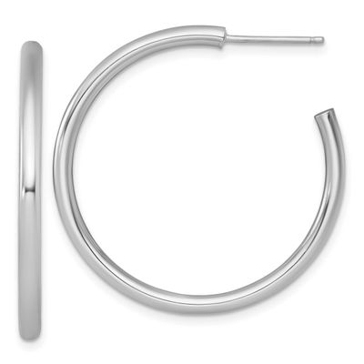 2.5 x 35mm Polished Post Hoop Earrings 14k White Gold, MPN: TF2521W, UPC: