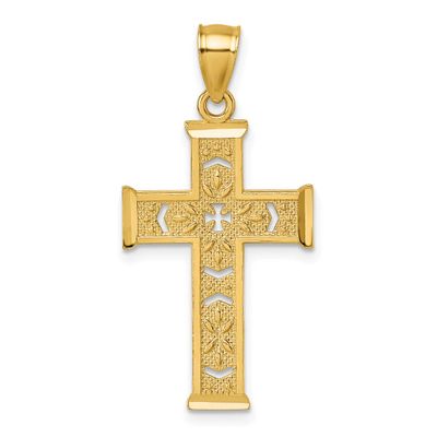 Diamond-Cut Textured Fancy Cross Pendant 14k Gold Polished, MPN: K10081, UPC:
