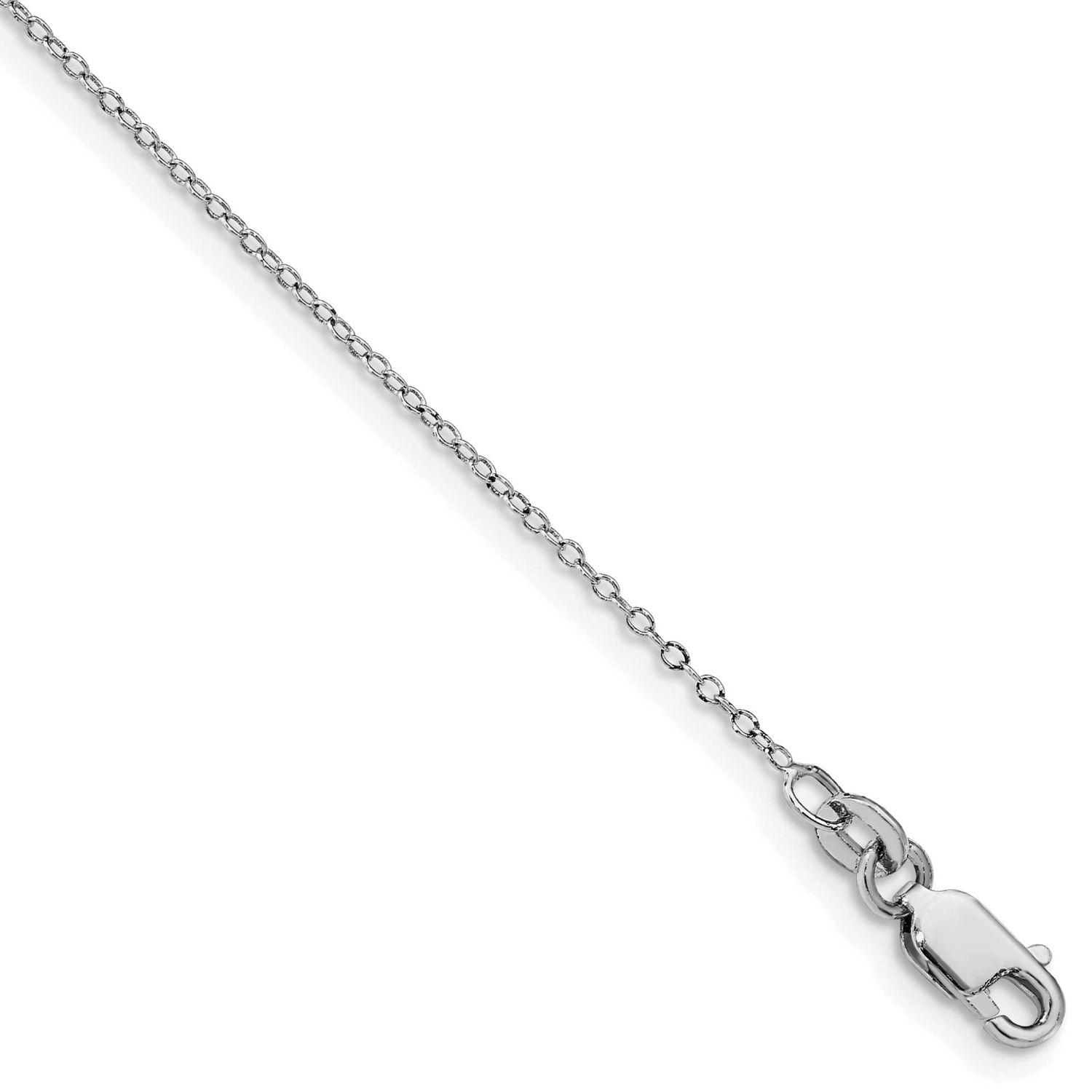 1mm Cable Chain Anklet 9 Inch Sterling Silver Rhodium-Plated, MPN: QCL025R-9, UPC: