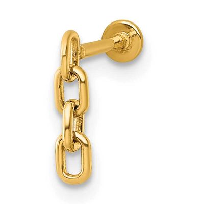 18 Gauge Polished Dangling Cable Link Labret Stud 14k Gold, MPN: BD300, UPC: