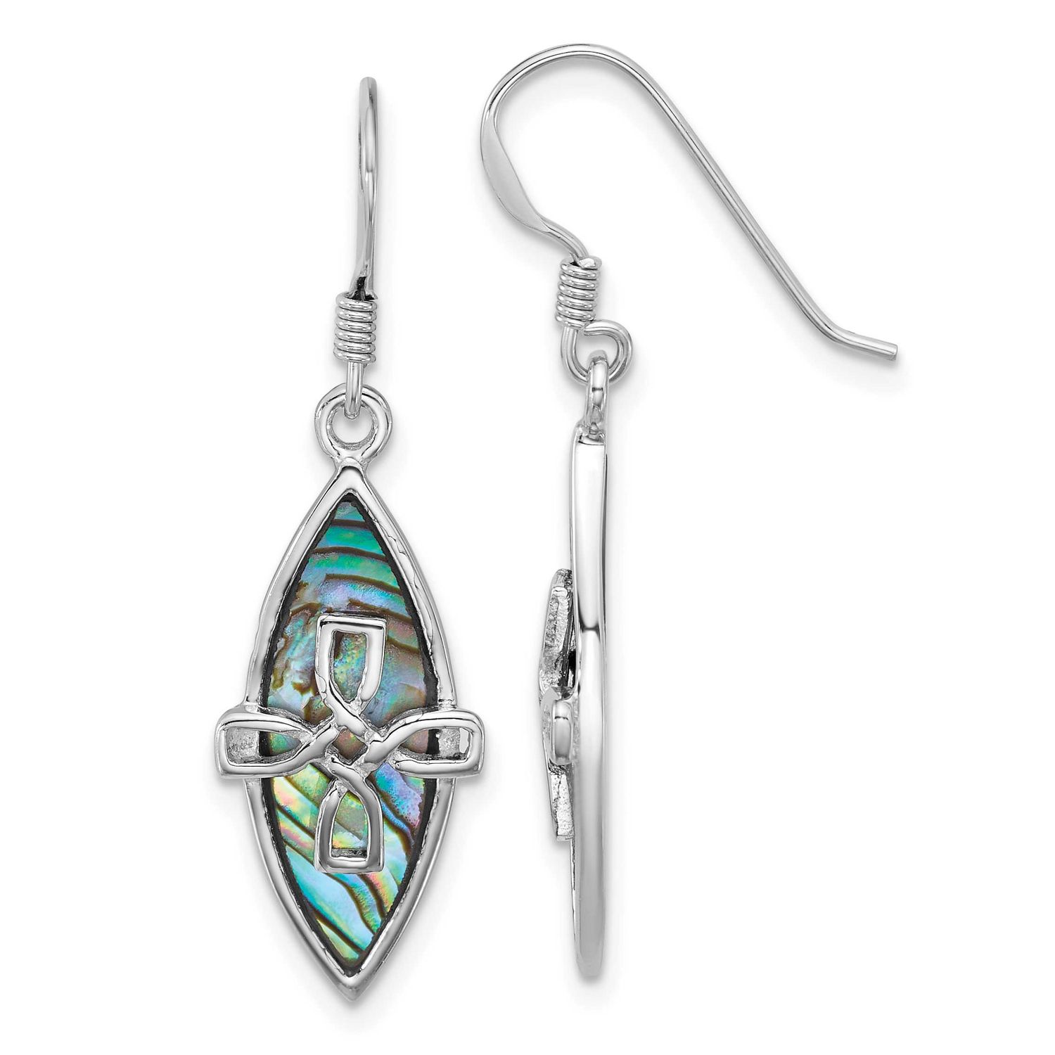 Polished Abalone Cross Earrings Sterling Silver Rhodium-Plated, MPN: QE18245, UPC: