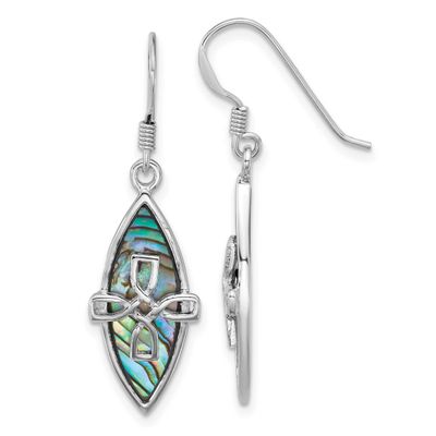 Polished Abalone Cross Earrings Sterling Silver Rhodium-Plated, MPN: QE18245, UPC:
