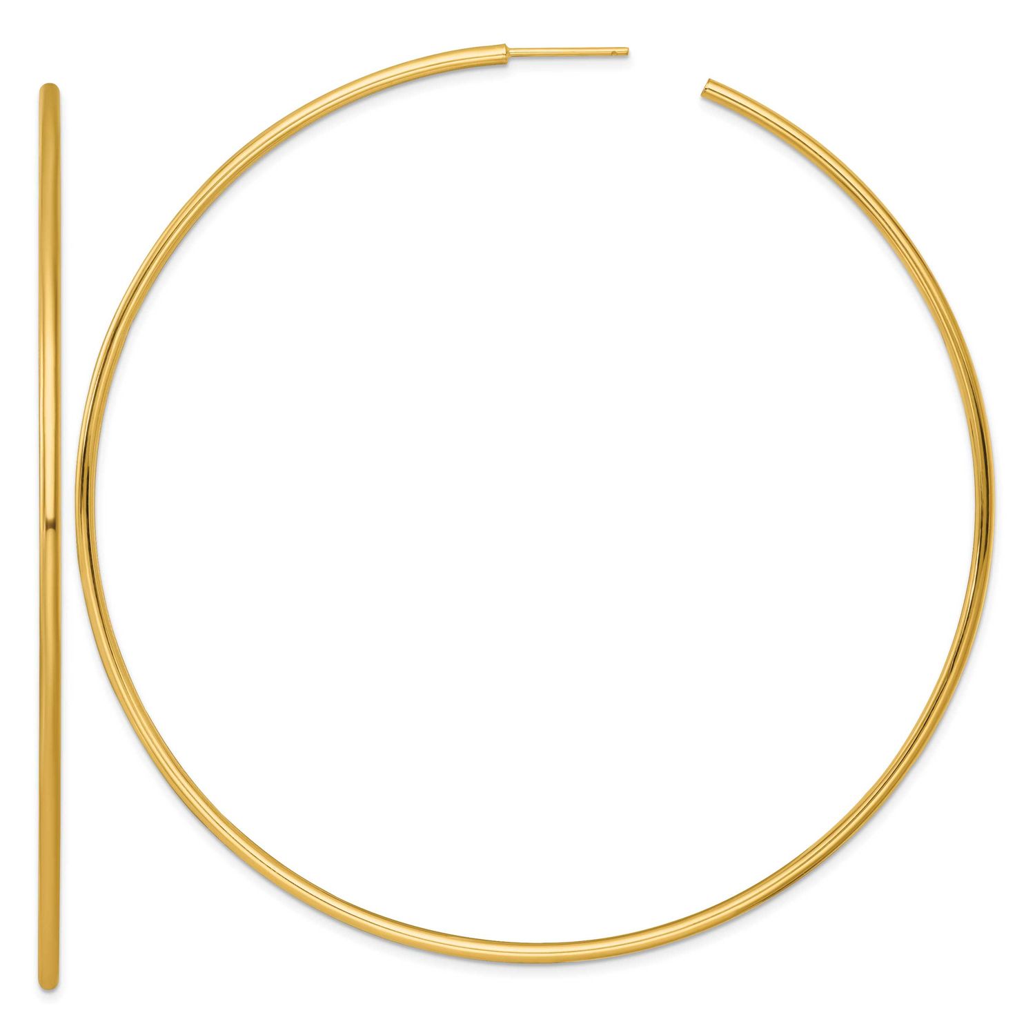 2.0 x 90mm Polished Post Hoop Earrings 14k Gold, MPN: TF2516, UPC: