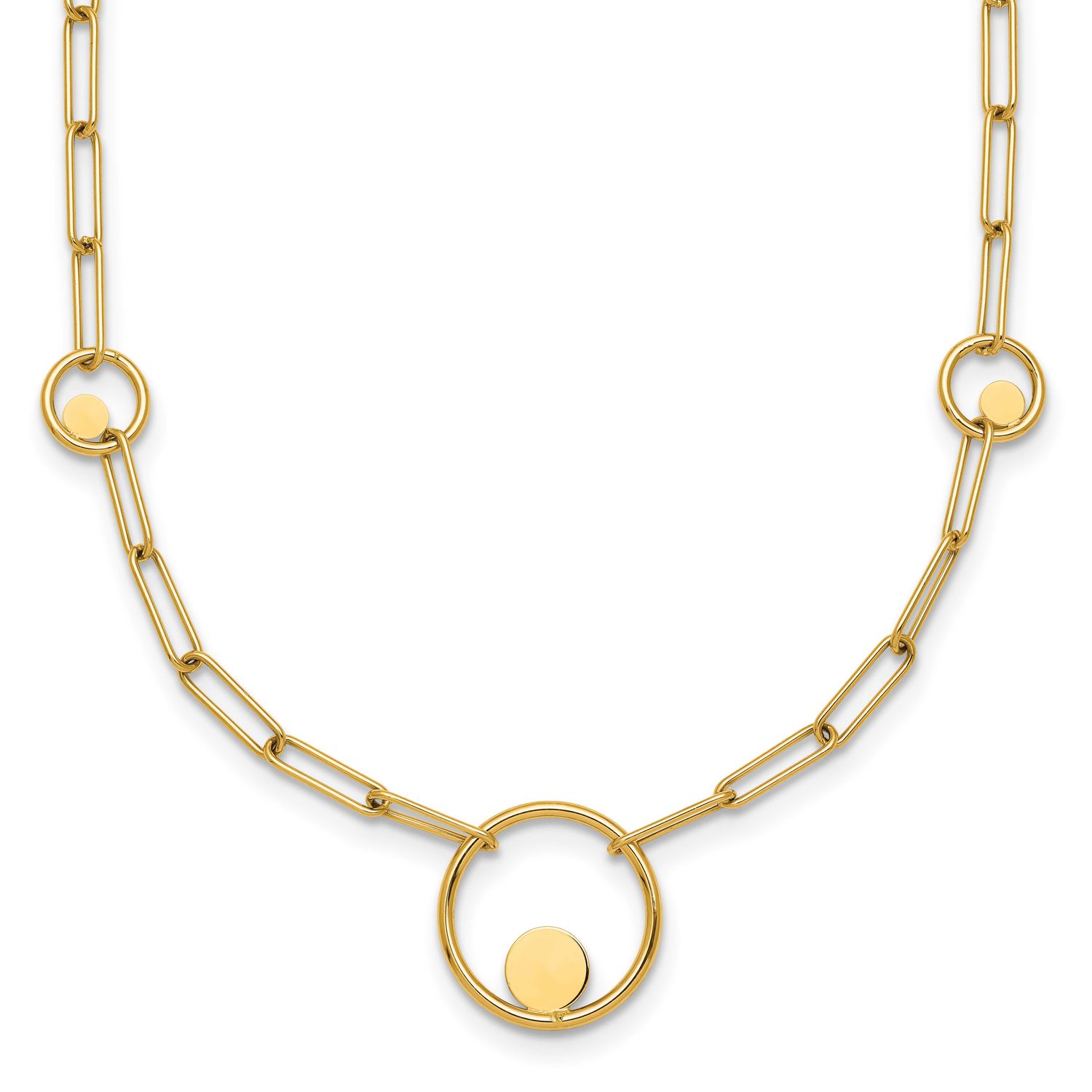 Paper Clip Link Circles 16.75 Inch Necklace 14k Gold Polished, MPN: SF3222-16.75, UPC: