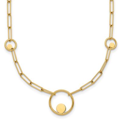 Paper Clip Link Circles 16.75 Inch Necklace 14k Gold Polished, MPN: SF3222-16.75, UPC: