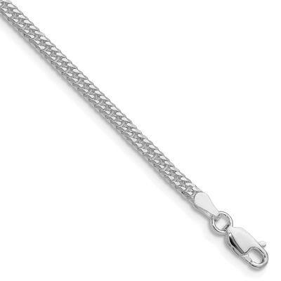 3.0mm Double Diamond-Cut Curb Chain 7 Inch Sterling Silver Rhodium-Plated, MPN: QDD060R-7, UPC: