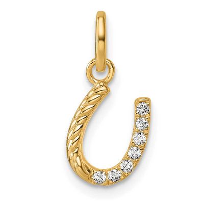 Diamond Beaded Horseshoe Pendant 14k Gold Polished, MPN: PM10751-007-YAA, UPC: