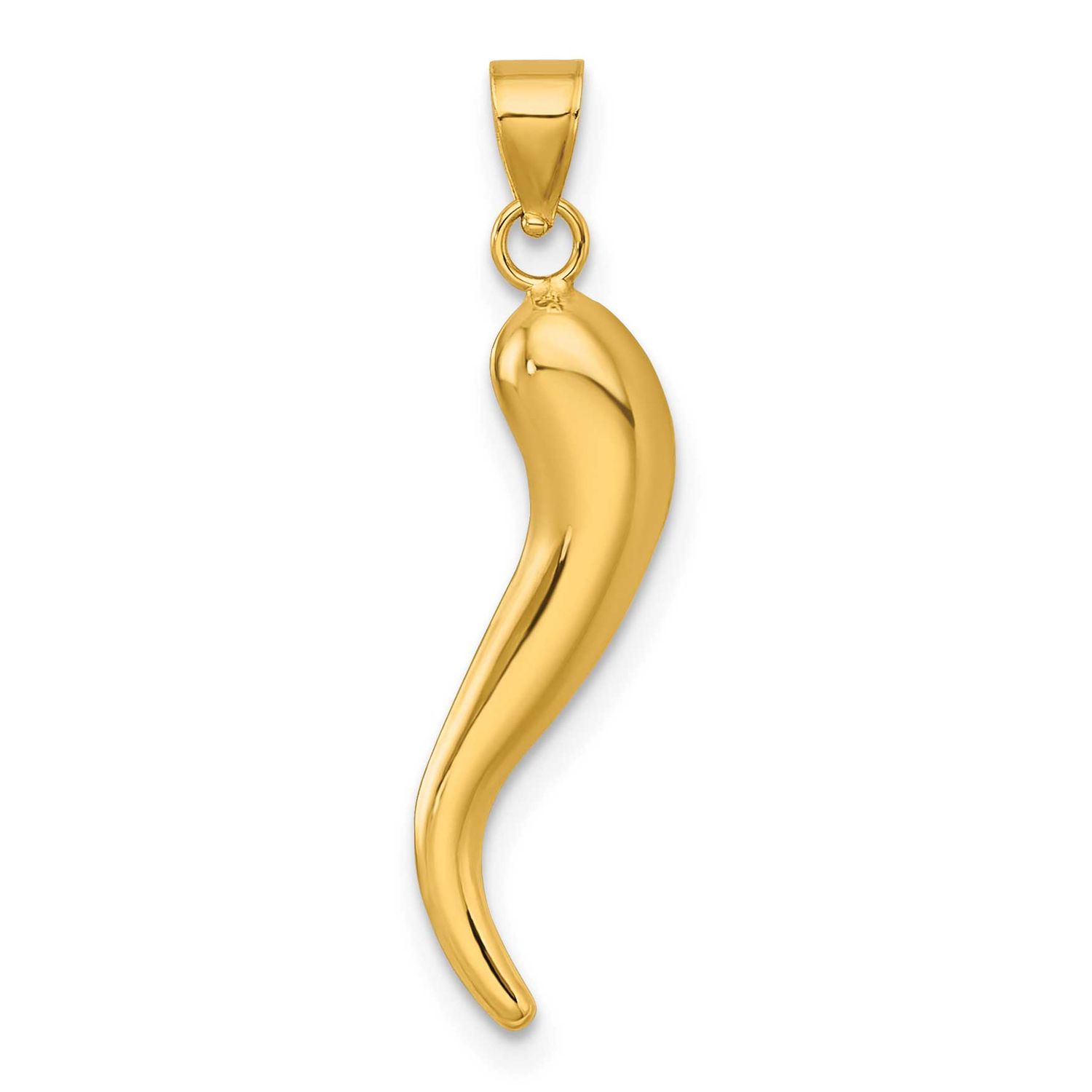 Hollowed Italian Horn Pendant 14k Gold Polished, MPN: K10047, UPC:
