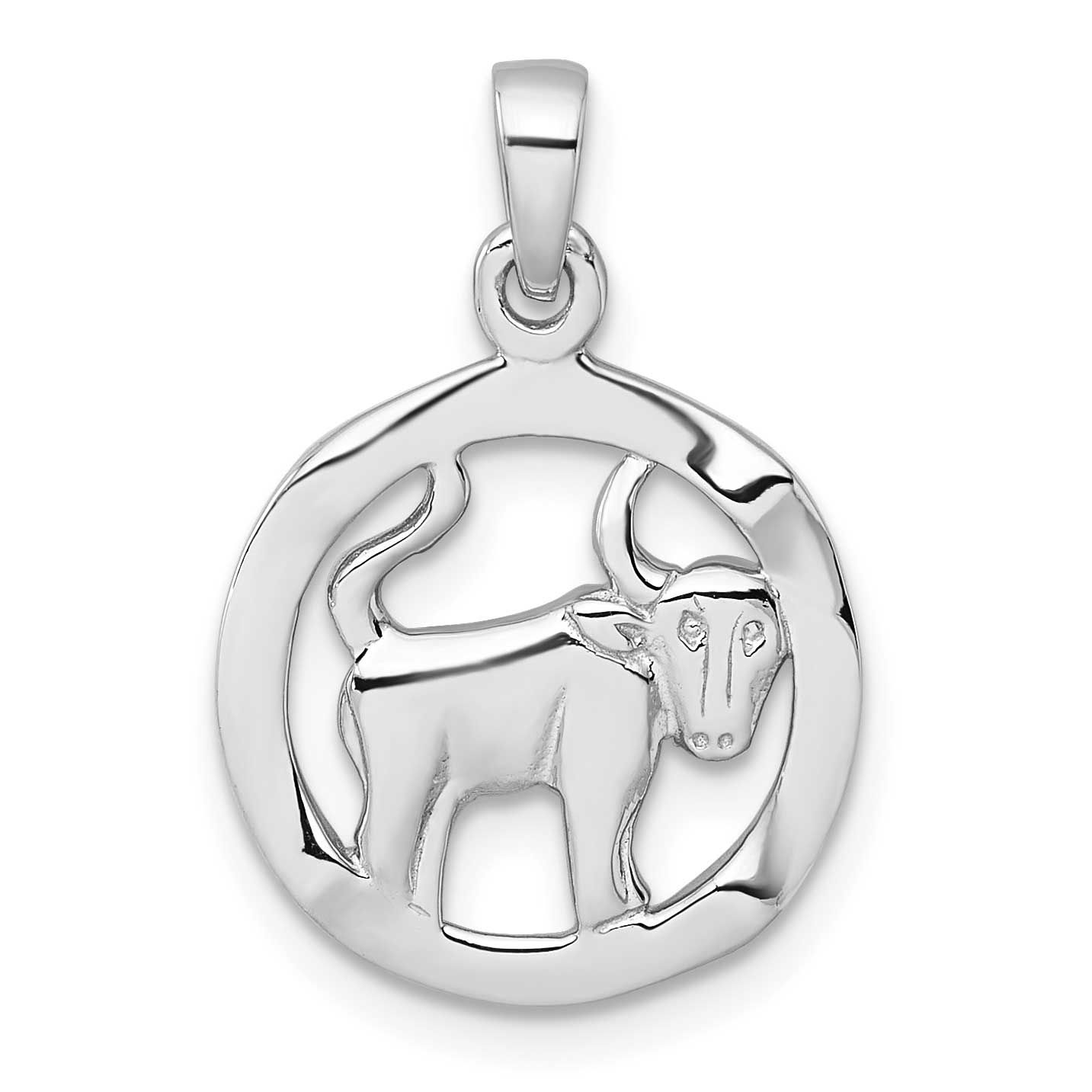 Polished Taurus Zodiac Pendant Sterling Silver Rhodium-Plated, MPN: QC11661, UPC: