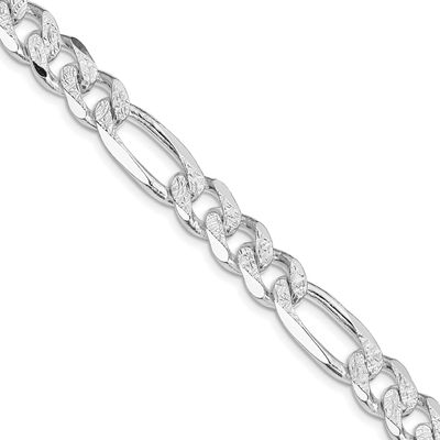 9.5mm Pavc Flat Figaro Chain 26 Inch Sterling Silver Rhodium-Plated, MPN: QFF250R-26, UPC: