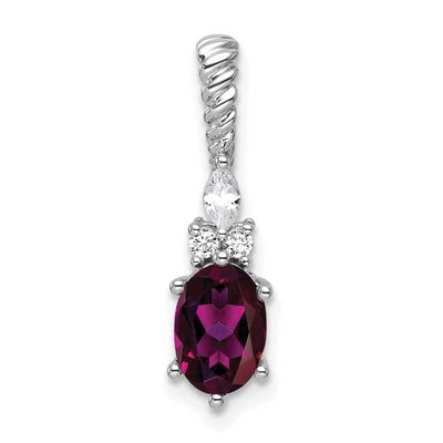 Polished Diamond and Rhodolite Garnet Twisted Chain Slide 21.8 Inch 14k White Gold, MPN: PM9791-RG-…