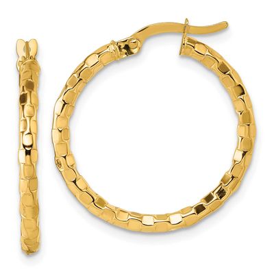 Textured Hoop Earrings 14k Gold Polished, MPN: TF2414, UPC: