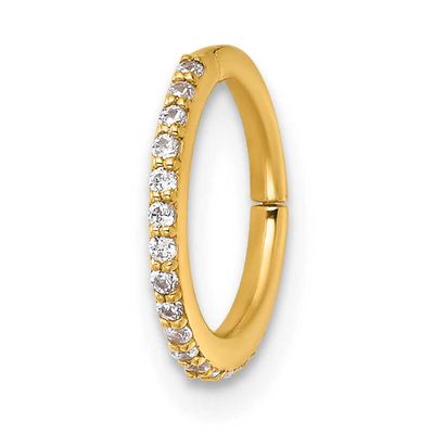 16 Gauge Polished CZ 9.0mm Hinged Cartilage Ring 14k Gold, MPN: BD319, UPC:
