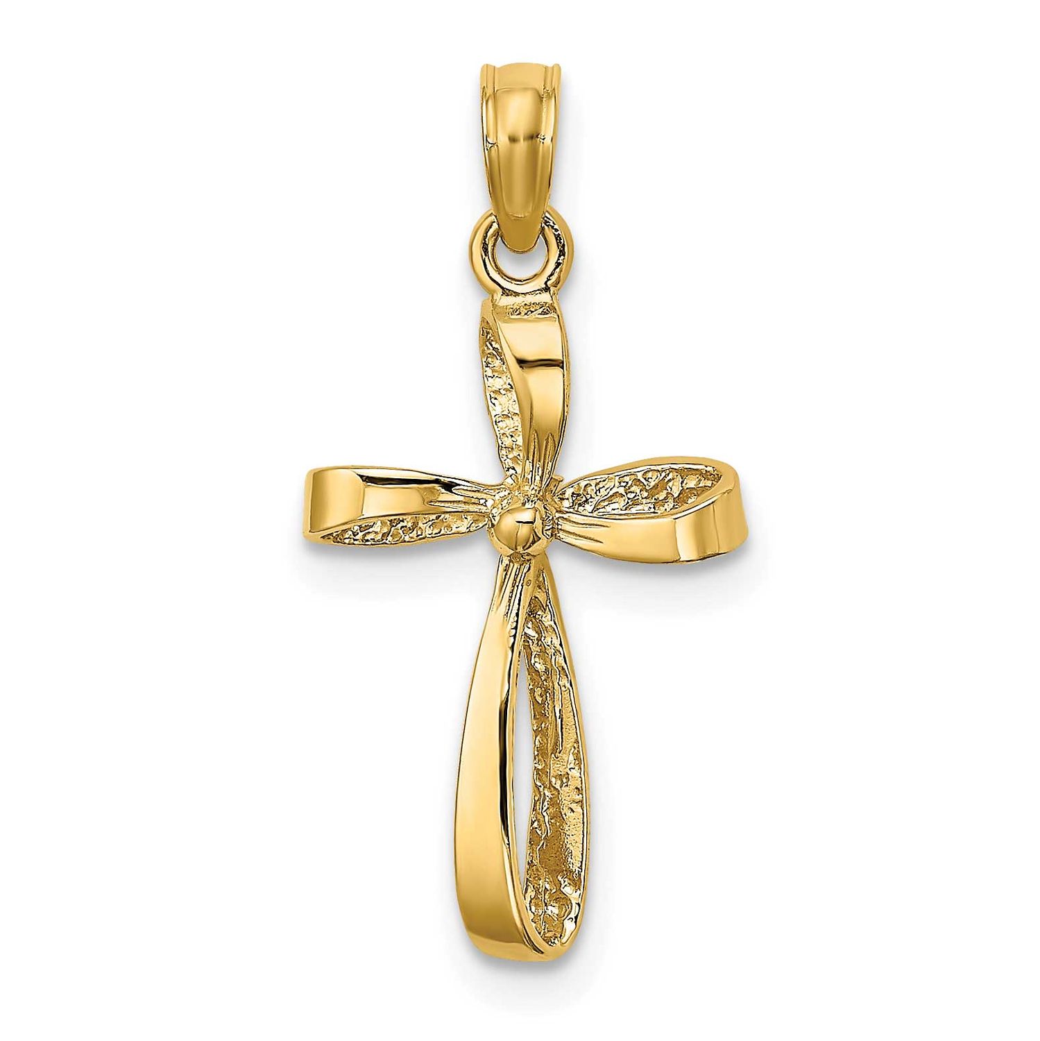 3-D Engraved Polished Twisted Cross Charm 14k Gold, MPN: K8353, UPC: 637218016150