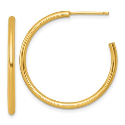 2.0 x 30mm Polished Post Hoop Earrings 14k Gold, MPN: TF2505, UPC: