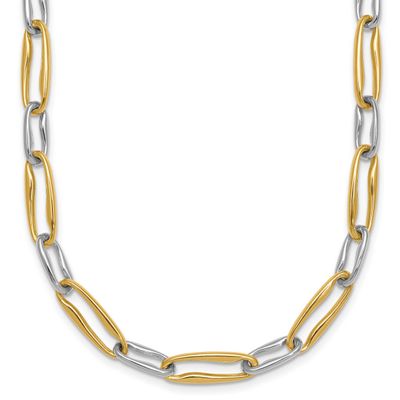 Link 5.75mm Necklace 14K Two Tone Gold Polished, MPN: SF3234-18, UPC: