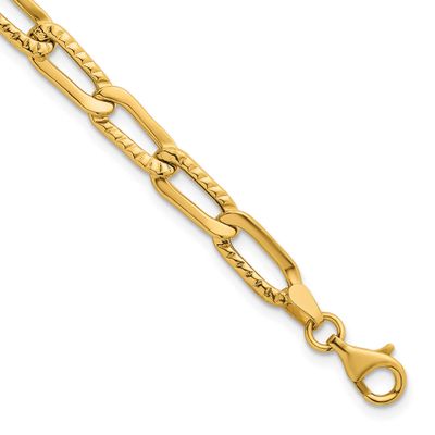Textured Fancy Link 7.5 Inch Bracelet 14k Gold Polished, MPN: SF3111-7.5, UPC: