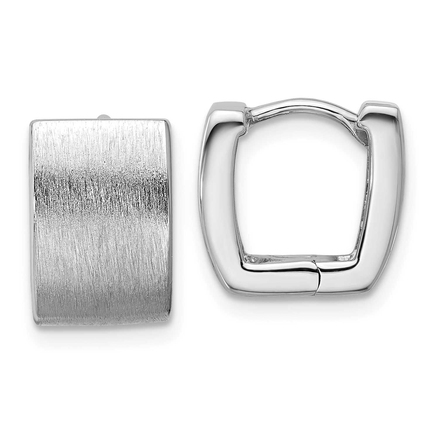 Brushed Square Hinged Hoop Earrings Sterling Silver Rhodium-Plated, MPN: QE17941, UPC: