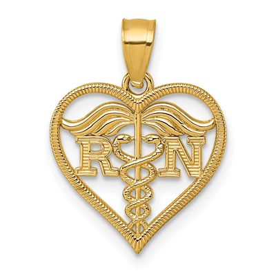 Textured Rn Heart Pendant 14k Gold Polished, MPN: K10063, UPC: