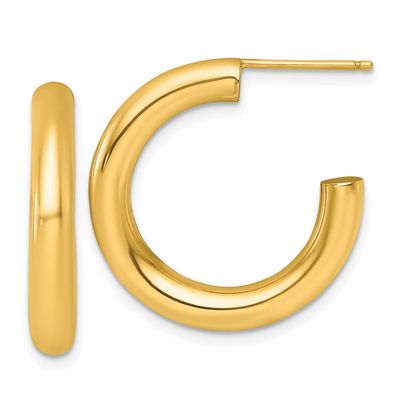 4.0 x 25mm Polished Post Hoop Earrings 14k Gold, MPN: TF2536, UPC: