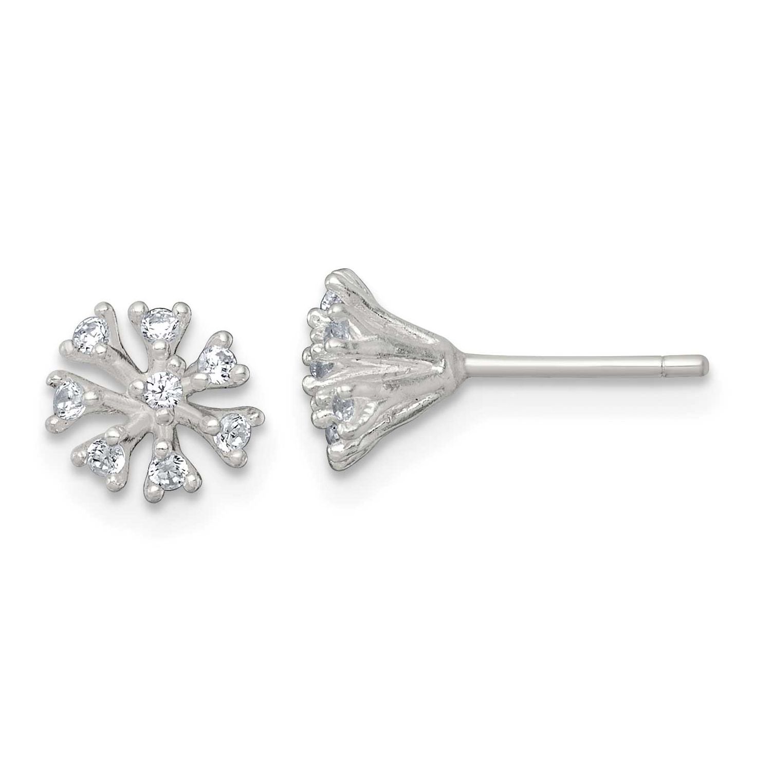 CZ Cluster Post Earrings Sterling Silver Polished, MPN: QE18228, UPC: