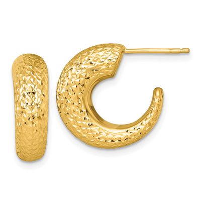 Diamond-Cut Post Hoop Earrings 14k Gold Polished, MPN: TF2557, UPC: