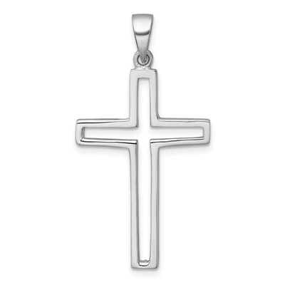 Polished Cutout Cross Pendant Sterling Silver Rhodium-Plated, MPN: QC11599, UPC: