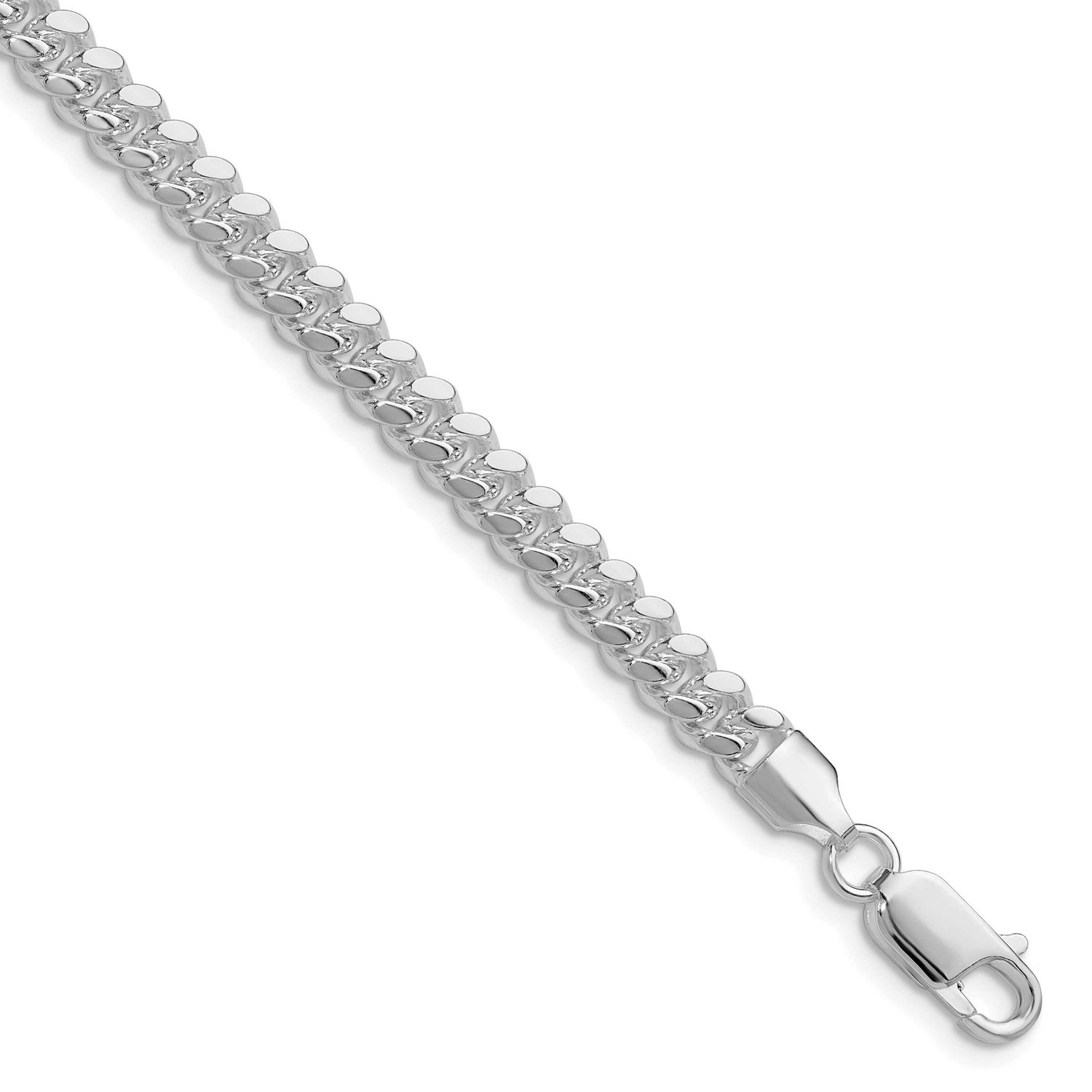 Polished 5.7mm Domed Curb Chain 7 Inch Sterling Silver Rhodium-Plated, MPN: QDB150R-7, UPC: