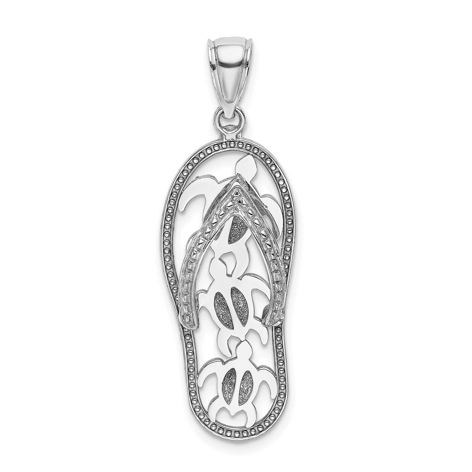 Triple Turtle Flip-Flop Charm 14k White Gold, MPN: K7612W, UPC: 637218157976