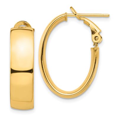 High Polished 7mm Omega Back Oval Hoop Earrings 10k Gold, MPN: 10PRE965, UPC: