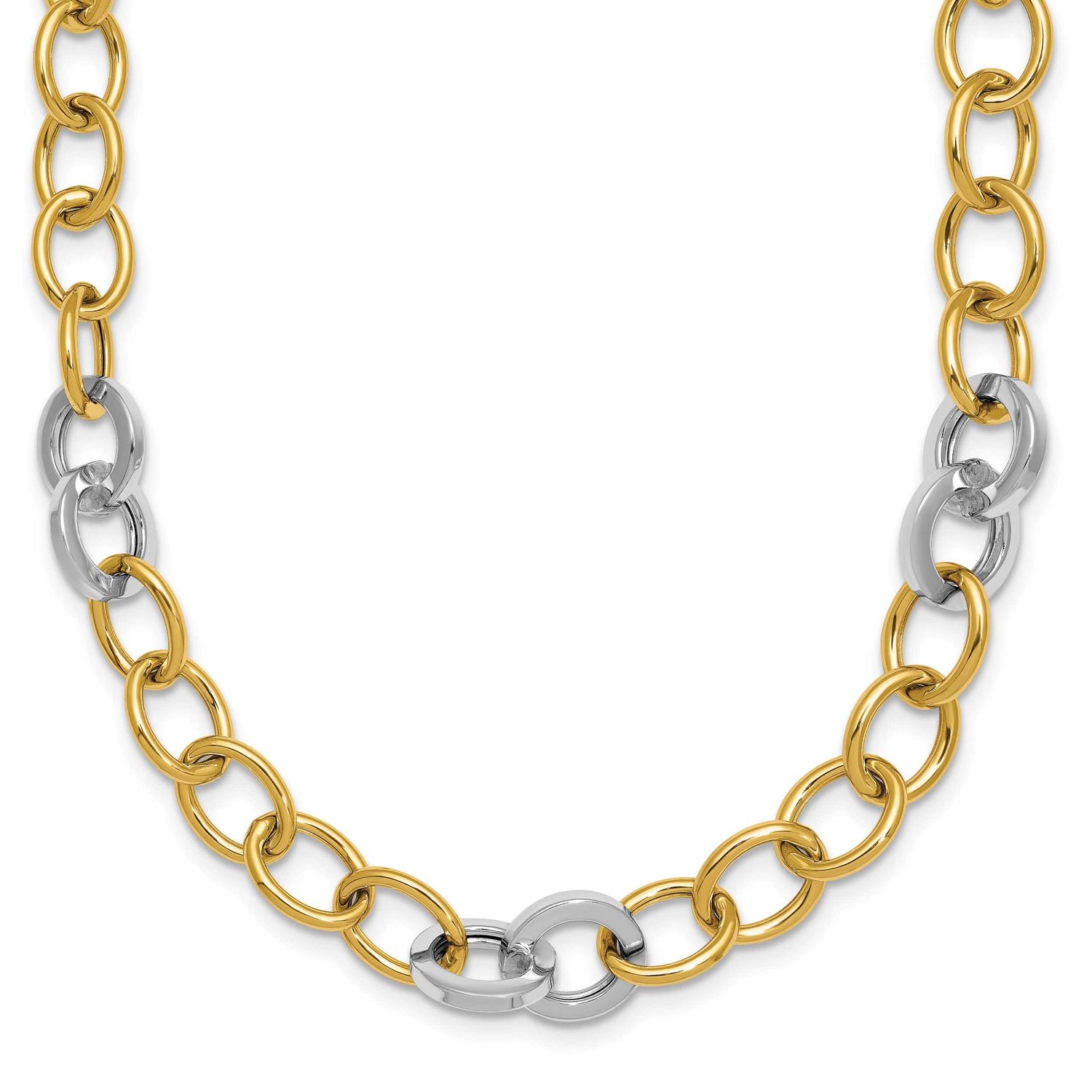 Fancy Circle Chain 9.75mm Necklace 18 Inch 14K Two Tone Gold Polished, MPN: SF3247-18, UPC: