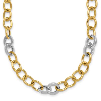 Fancy Circle Chain 9.75mm Necklace 18 Inch 14K Two Tone Gold Polished, MPN: SF3247-18, UPC: