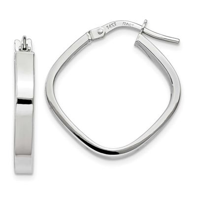 Flat Edge Square Hoop Earrings 10k White Gold, MPN: 10TH778, UPC: