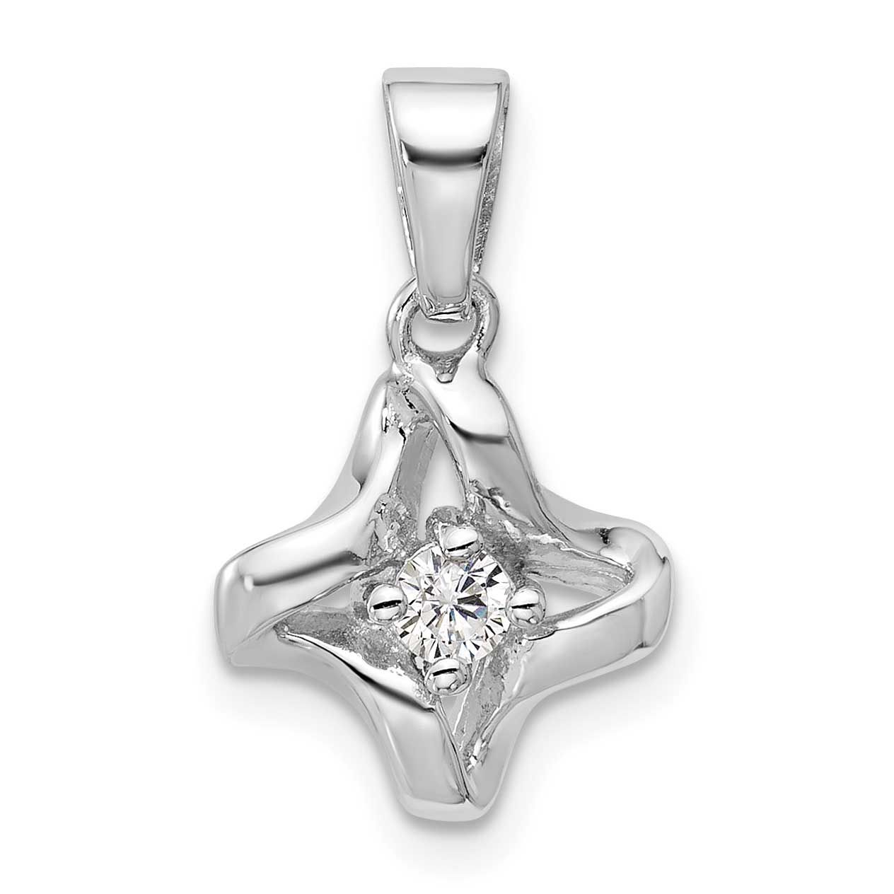 Polished CZ Pendant Sterling Silver Rhodium-Plated, MPN: QG7154P, UPC: